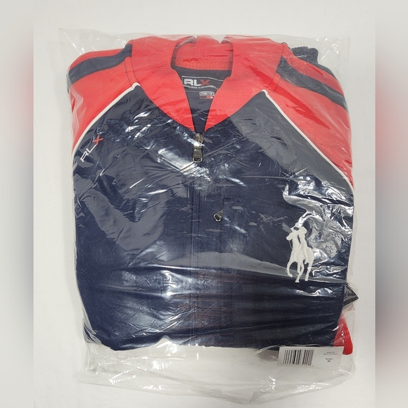 VINTAGE NWT Ralph Lauren RLX Fitness Full Zip Sweatshirt Size Medium Red / Blue - Picture 16 of 16